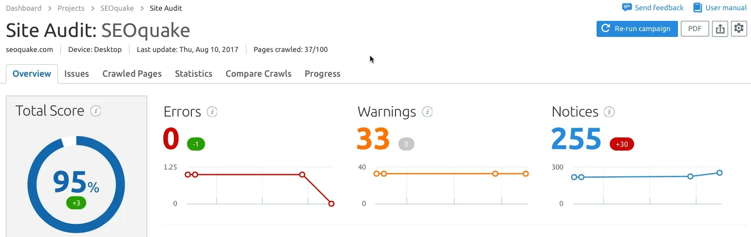 انشاء مشروع جديد لموقعك على Semrush Site Audit