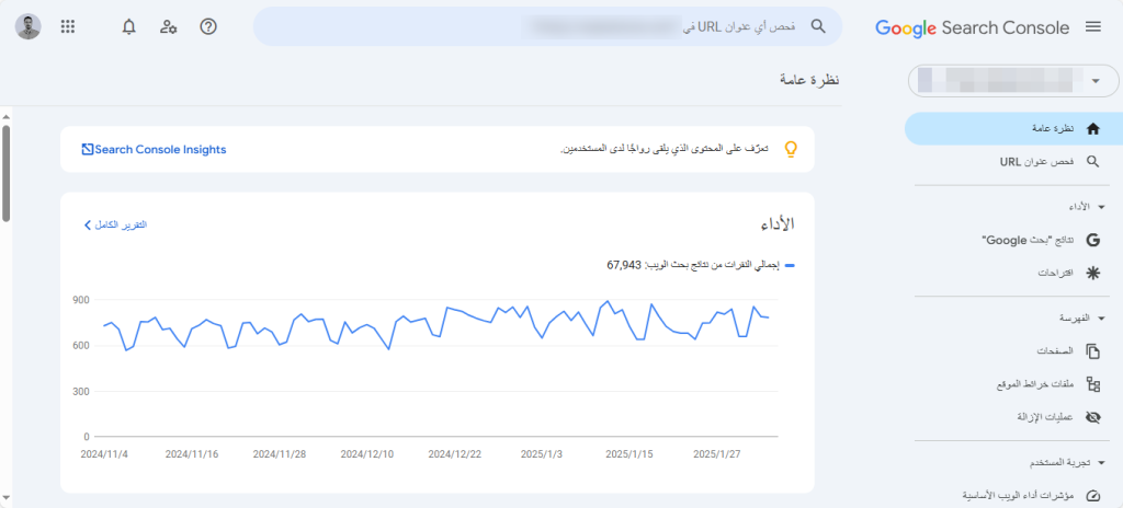 فحص اداء الموقع بأداة جوجل سيرش كونسول (Google Search Console)